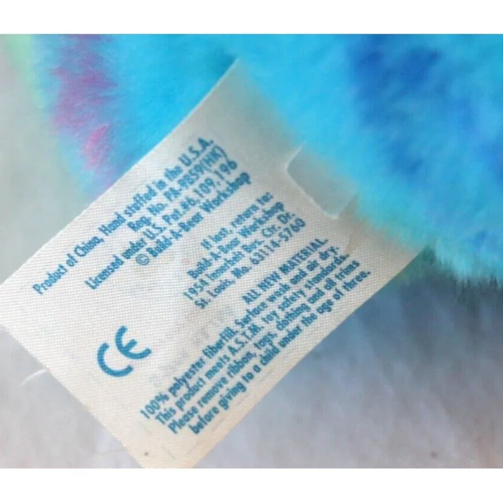 Build A Bear Blue/Pink Peace Bear Soft Plush Toy Animal 14